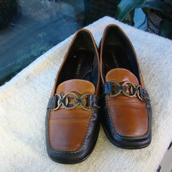 Sesto Meucci Leather Slip On Loafers Black/Brown Size 8 - Picture 2 of 10
